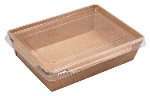 Салатник (крафт) 500 мл,140/165х105/120х45 дно крафт с прозрачной крышкой