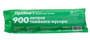 Пакеты для мусора "Премиум" ПНД 50х60 см, 30л, Optiline, черные