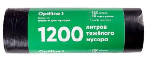 Пакеты для мусора "Премиум" ПНД 70х110 см, 120л, Optiline, черные