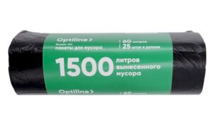 Пакеты для мусора ПНД 60х80 см, 60л, Optiline, черные
